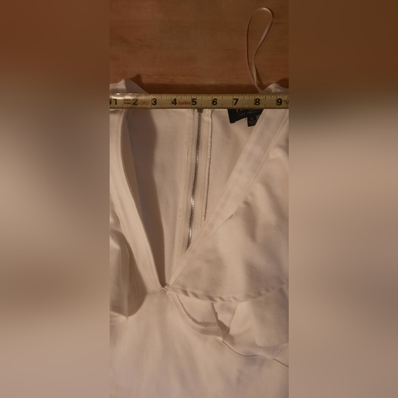 Ruffled V-Neck White Denim Romper - Picture 7 of 14